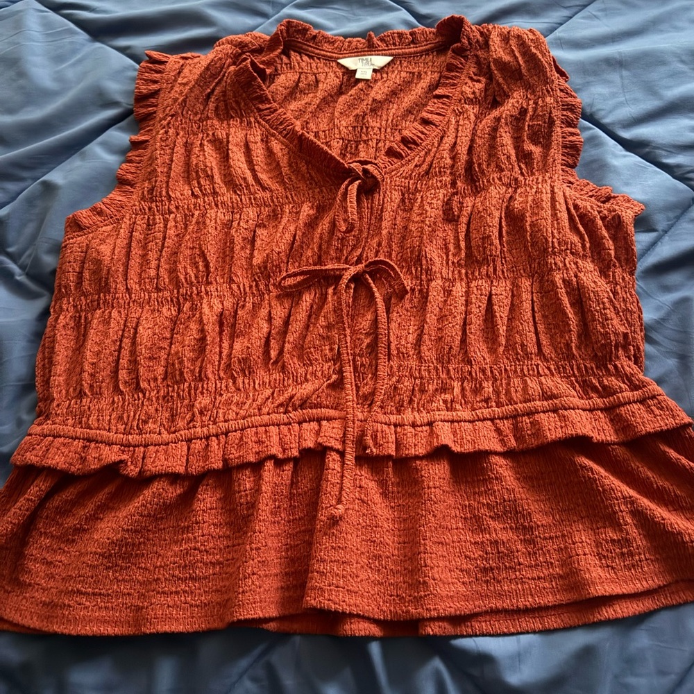 Time and Tru Rust Sleeveless Blouse